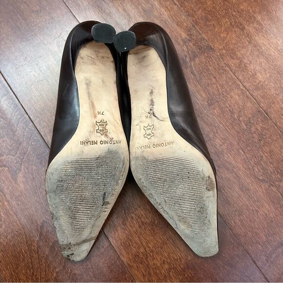 Antonio Melani Brown 90s Style Pointed Square Toes Women's Spool Heels, Size 7 - Picture 15 of 16